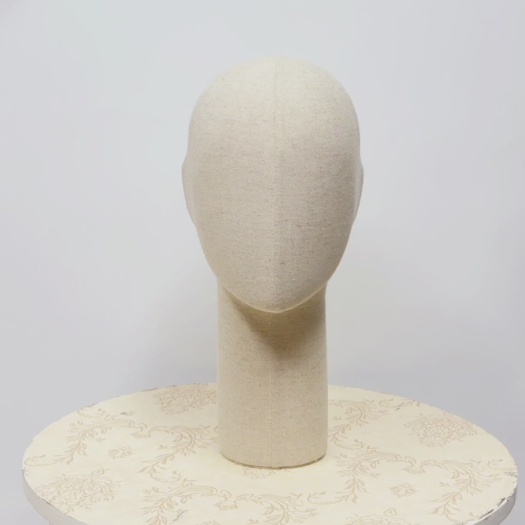 Jelimate Head Mannequin,Grey Linen Fabric Mannequin Head Dress Form,Hat Display Head Model Wig Display Stand,Headband Sunglasses Headphone Display Head Form
