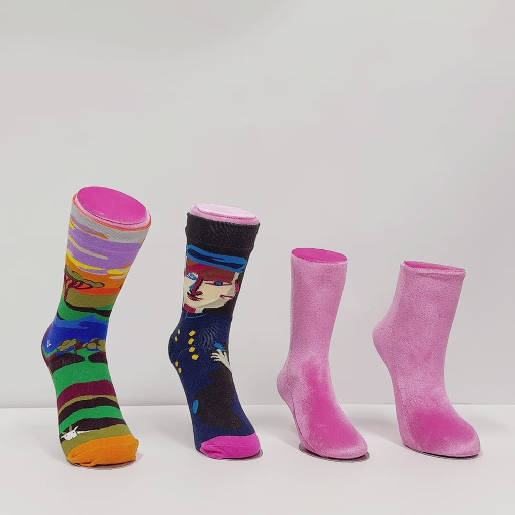 Pink Velvet Foot Mannequin - Premium Display Stand for Socks & Anklets
