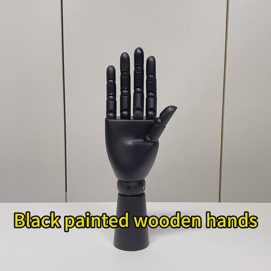 Jelimate Wooden Mannequin Hand Dress Form,Matte Black Wood Hand Mannequin Flexible Fingers Manikin Hand,Wooden Hand Model Sketching Drawing Mannequin Hand Ring Display Stand,Sunglasses Scarf Bracelet Glove Watch Jewelry Display Hand Form