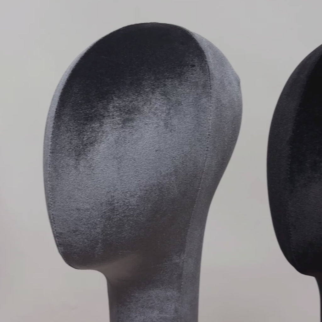 Luxury Velvet Foam Head Mannequin,Fully Pinnable Velvet Head Wig Jewelry Earring Display Stand, Hat Rack Brown Black Navy Blue Color