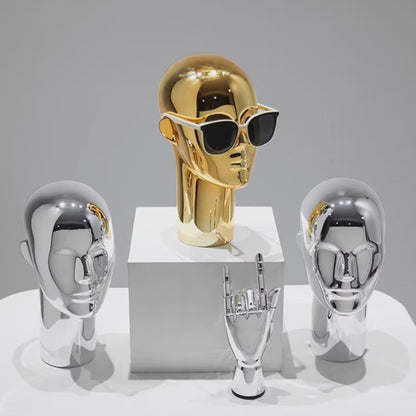Premium Electroplated Mannequin Head Display Stand - Luxury Wig Hat Glasses Jewelry Holder
