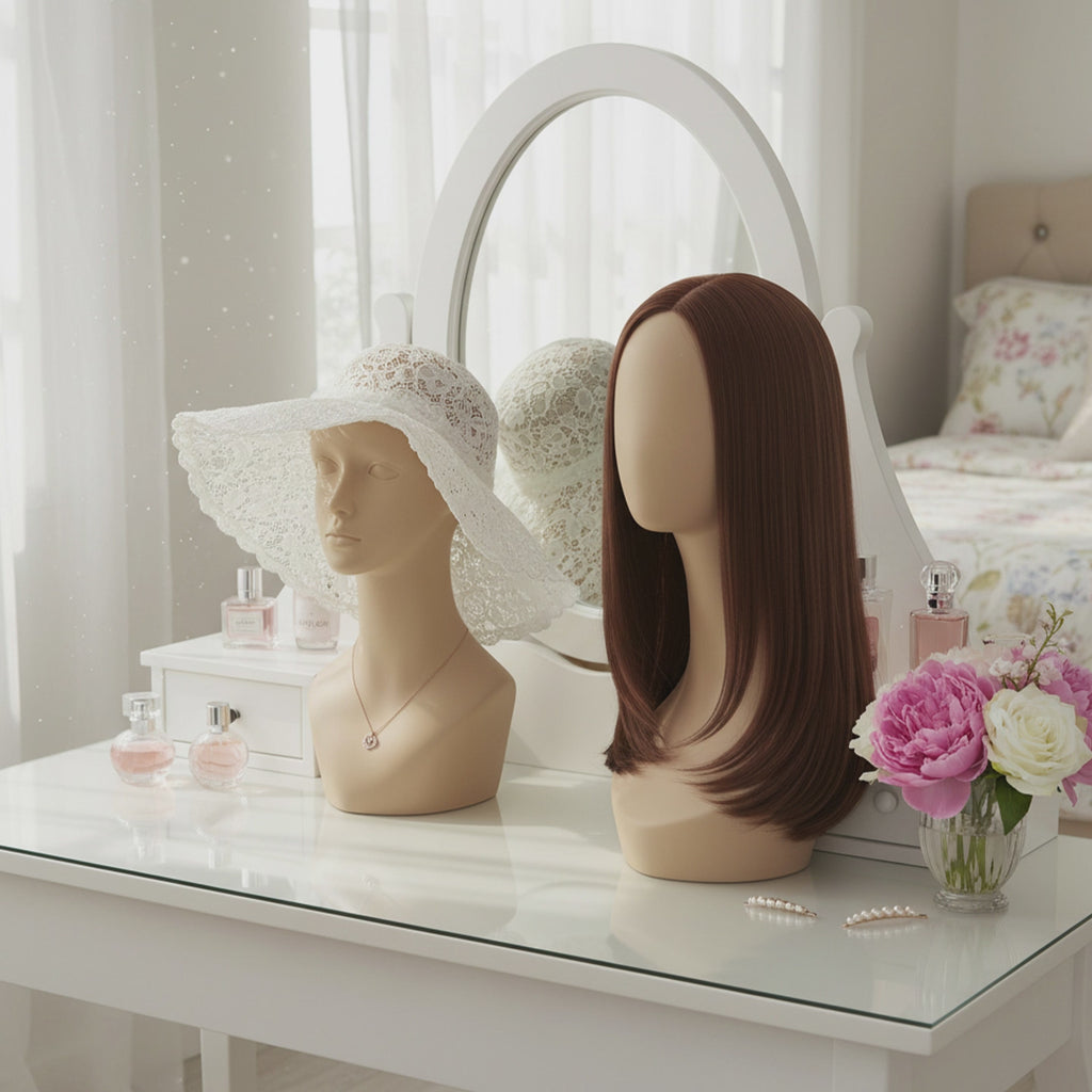 JELIMATE Mannequin Head for Wigs Hats Scarves, Male Female Fiberglass Wig Display Head