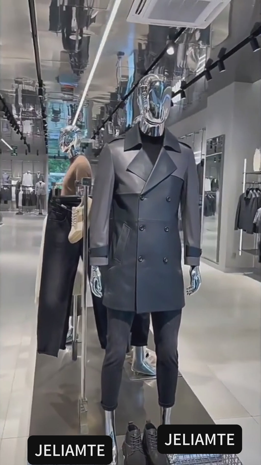 JELIMATE Mirror Silver Full Body Mannequin, Electroplated Male & Female Window Display