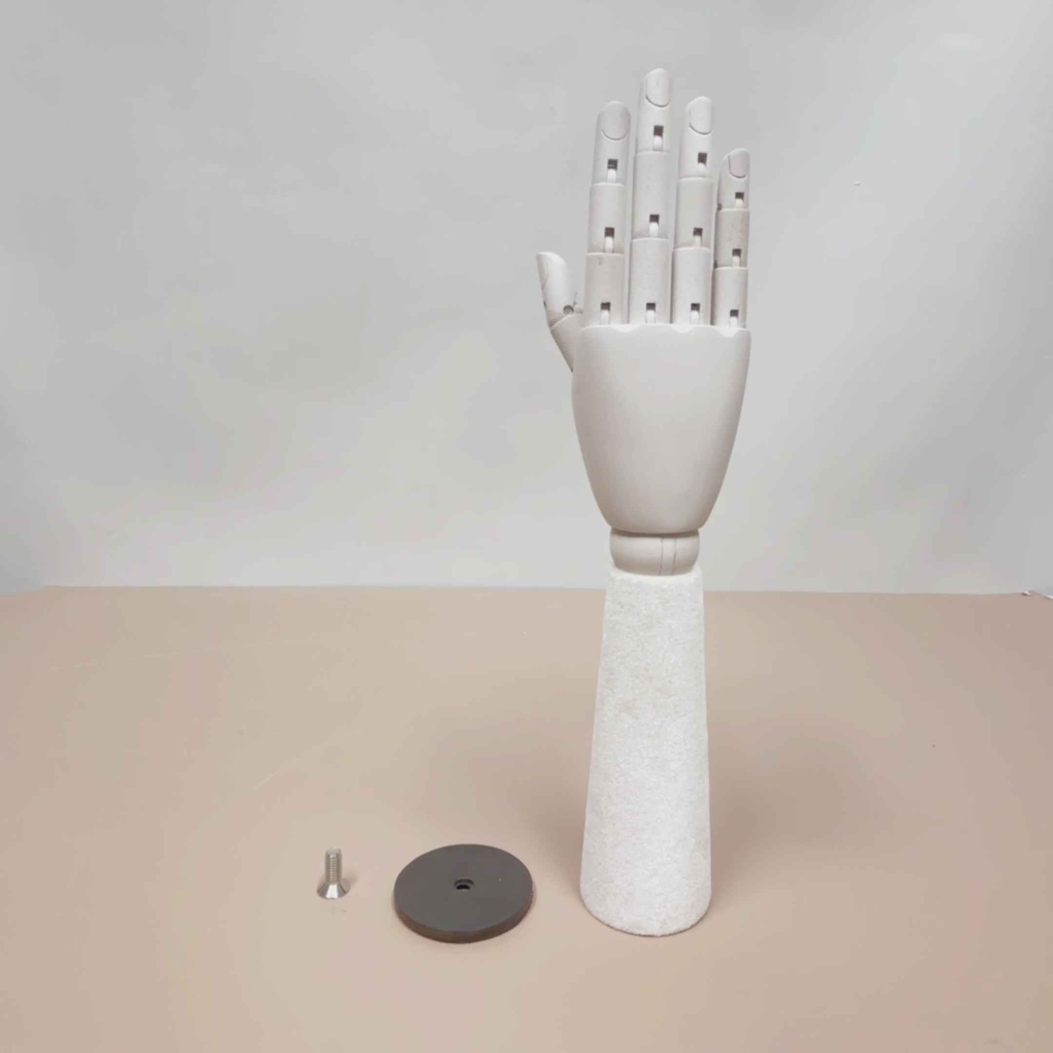 Jelimate Right Hand Wooden Mannequin – White Painted Display Hand with Velvet Wrist for Jewelry, Ring & Boutique Display-3
