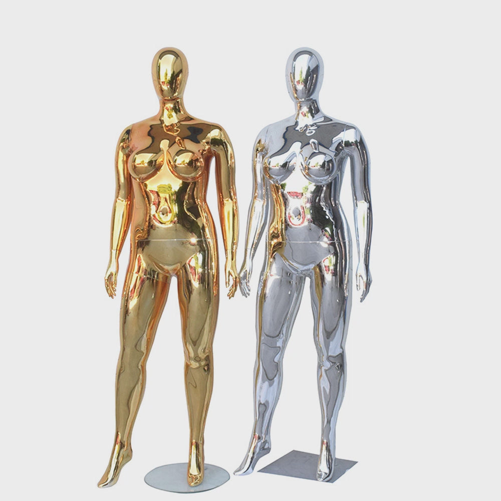Fat Female Mannequin - Plus Size Full Body modle | Electroplated Gold Silver Curvy Mannequin for Sale