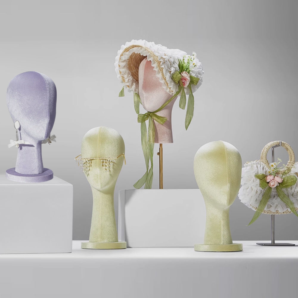 Jelimate Commercial Velvet Female Mannequin Head - Professional Display Form for Salons, Jewelry Boutiques & Retail Showcases