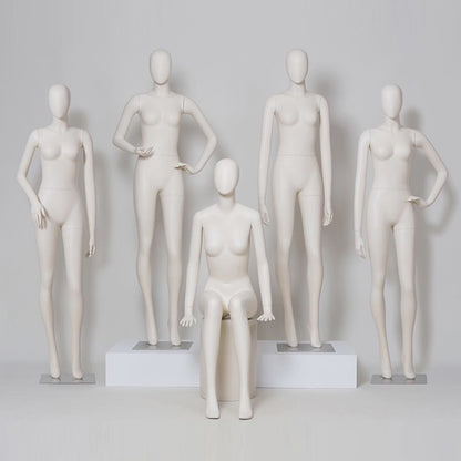 JELIMATE Luxury Matte White Female Mannequin - Full Body Fiberglass Display Stand with Base