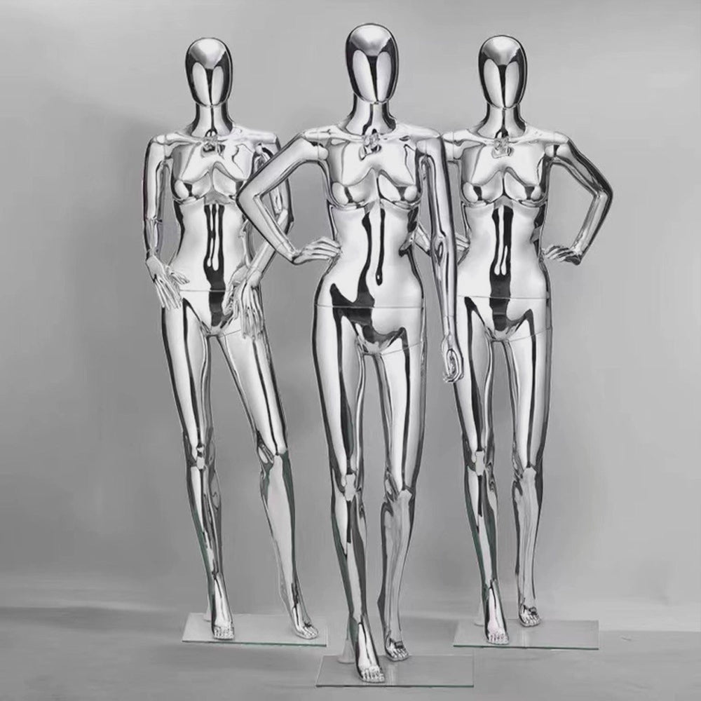 JELIMATE Mirror Silver Plated Full Body Mannequin | Fashion Boutique & Window