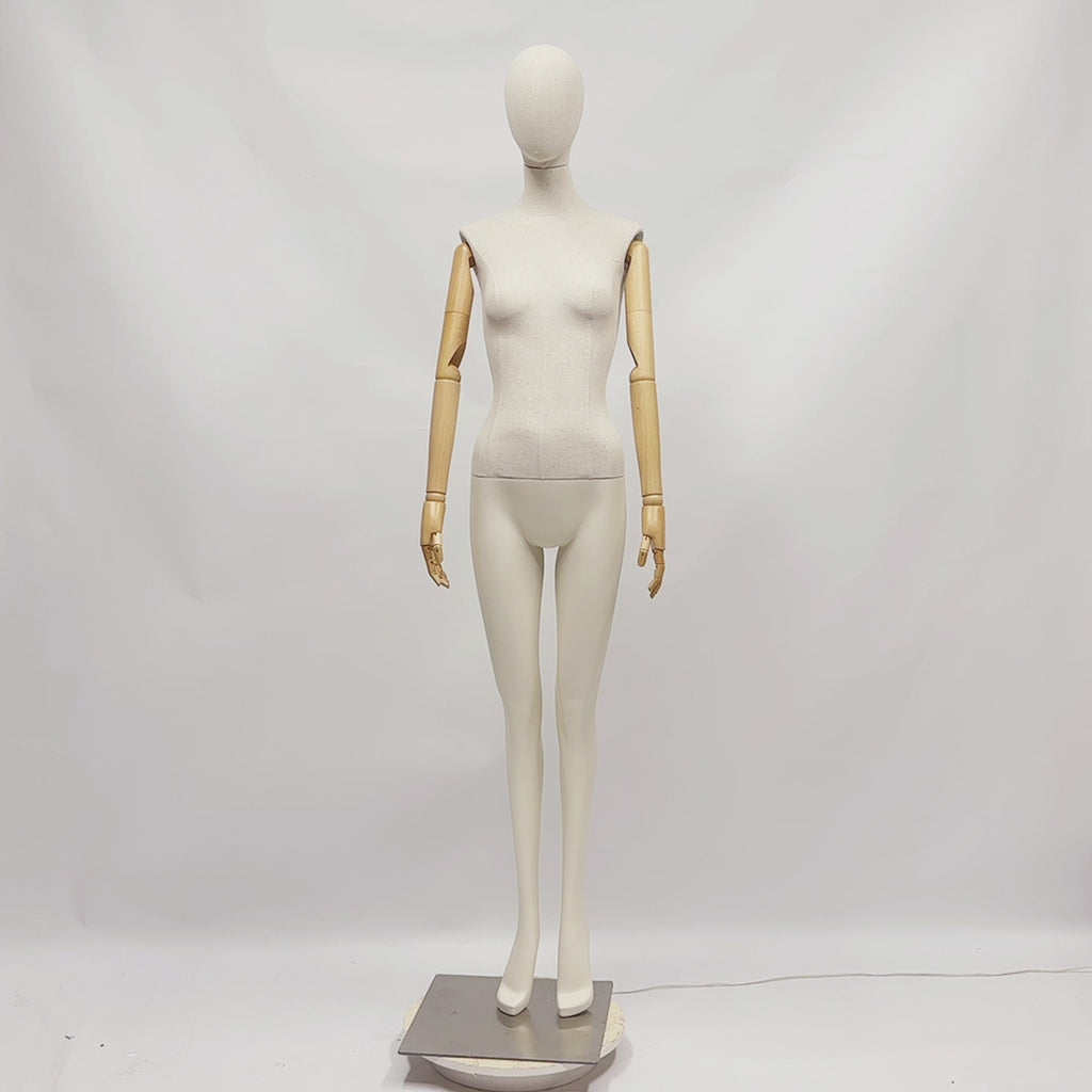 JELIMATE Realistic Female mannequins: Linen Fabric & Painted White/Beige Finish
