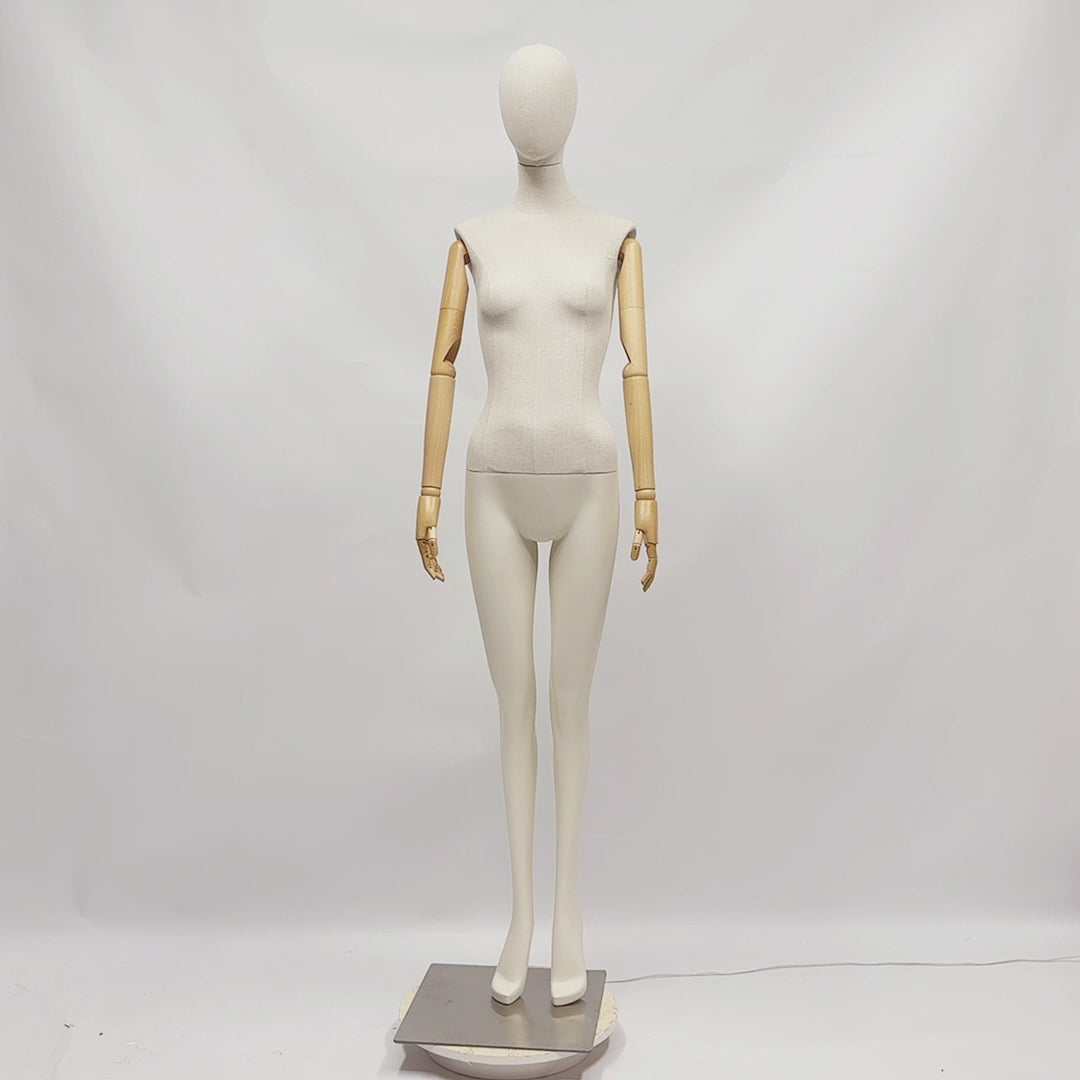 JELIMATE Realistic Female mannequins: Linen Fabric & Painted White/Beige Finish