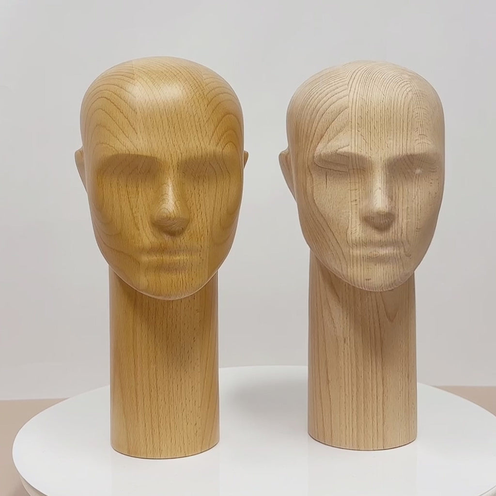 JELIMATE Wooden Display Mannequin – Male Figure with Realistic Head/Nose /Mouth