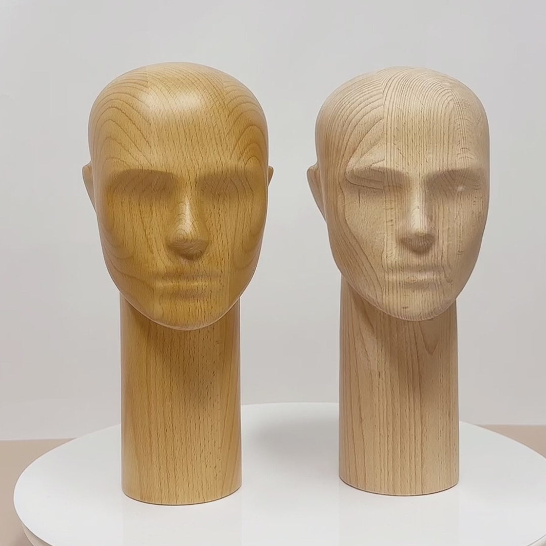 JELIMATE Wooden Display Mannequin – Male Figure with Realistic Head/Nose /Mouth