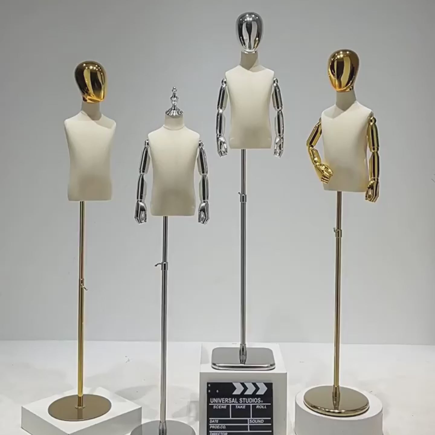 JELIMATE Kids Electroplated Mannequin | Gold Silver Dress Form for Kids Streetwear Display