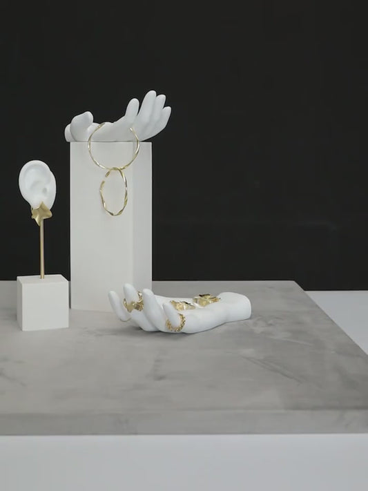 Jelimate Luxury Jewelry Display Stand,White Plaster Mannequin Hand for Ring Bracelet Necklace Display Stand,Earring Display Mannequin Earring Storage Rack Earring Holder,Jewelry Store Jewelry Display Props