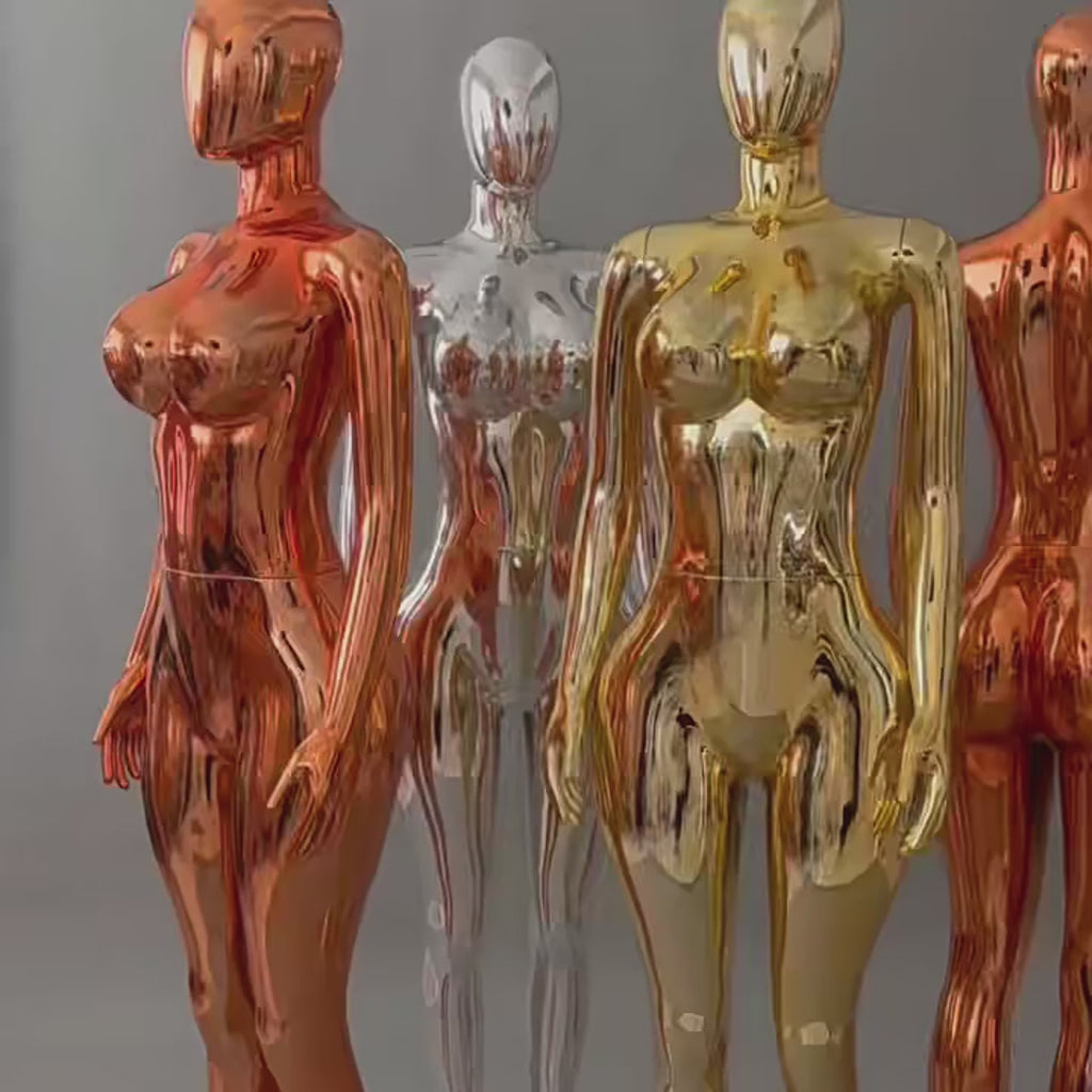JELIMATE Plus Size Electroplated Female Mannequin 3 Colors, Curvy Window Display Fixture
