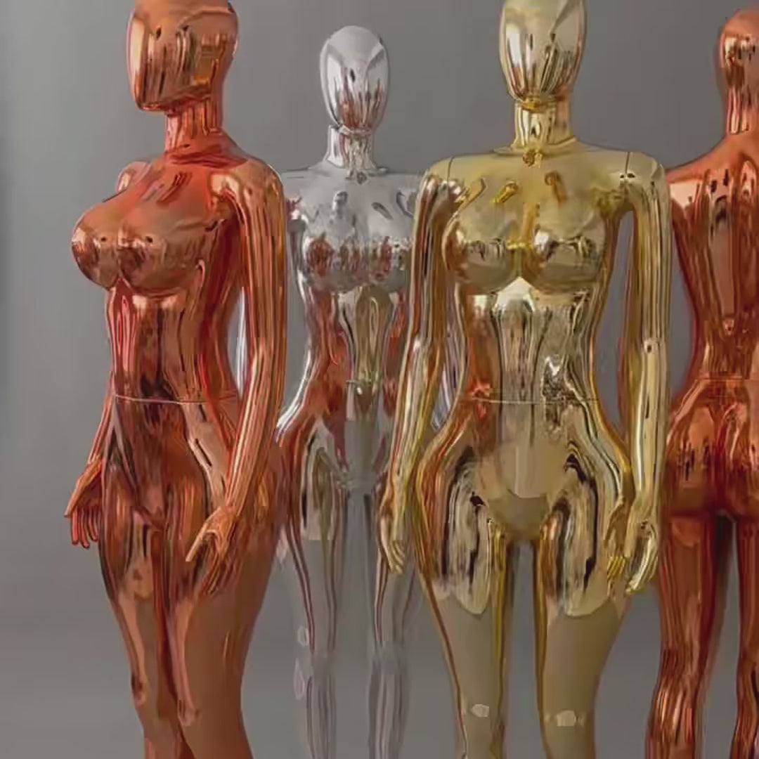 JELIMATE Plus Size Electroplated Female Mannequin 3 Colors, Curvy Window Display Fixture