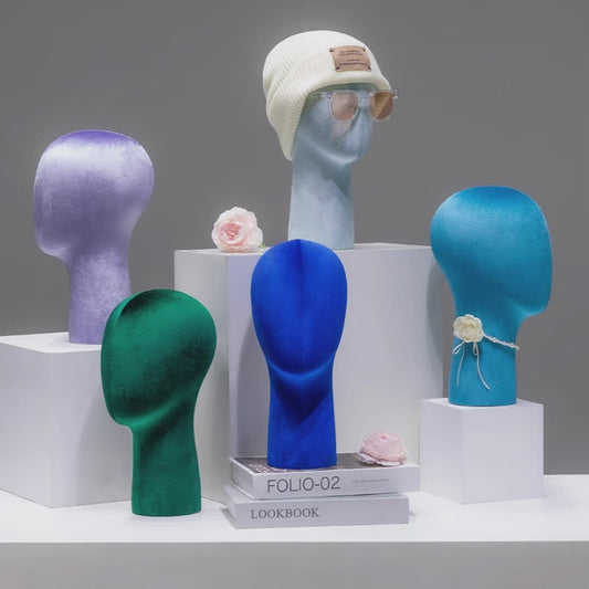 Jelimate Mannequin Head Multicolor Velvet Fabric Mannequin Display Hats and Wigs and Jewelry