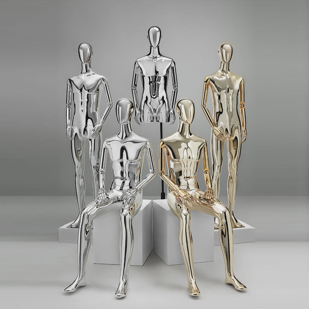 JELIMATE Luxury Mirror Mannequin (Silver & Gold) | Male Full Body Display Mode