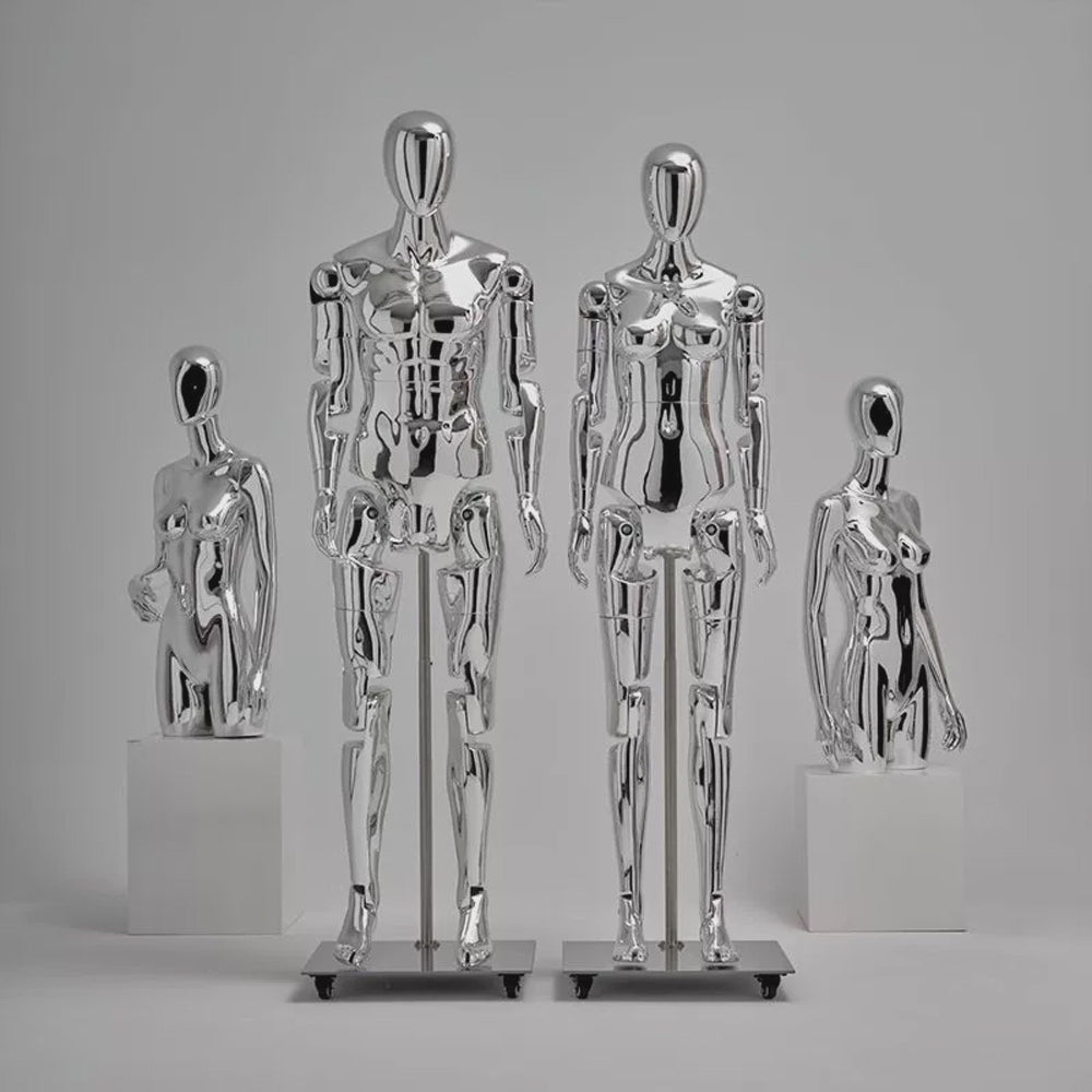 JELIMATE Chrome Full Body Mannequin Female Male Mechanical Robot Streetwear Clothing Display