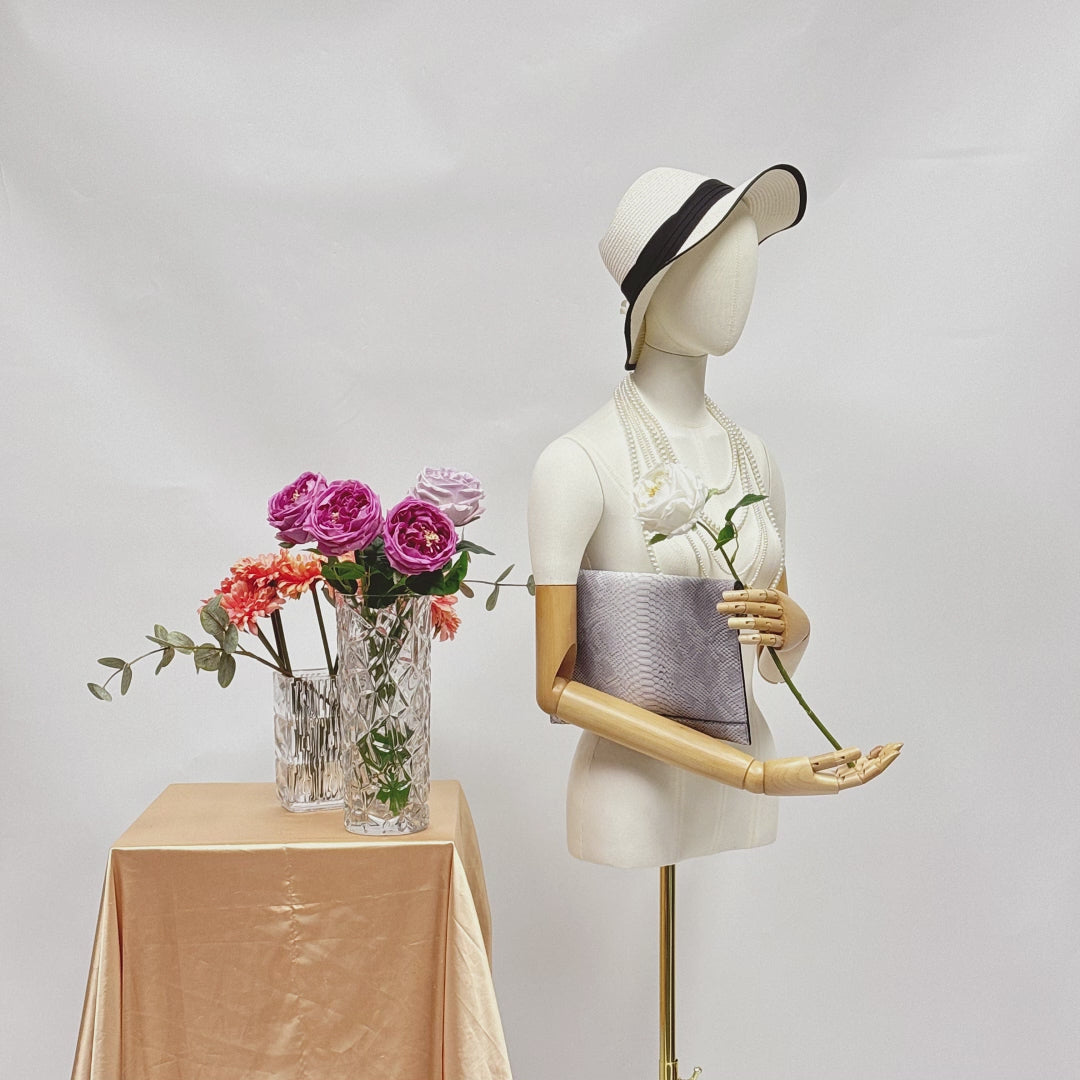 JELIMATE Male & Female Half Body Mannequin Torso with Movable Wooden Arms