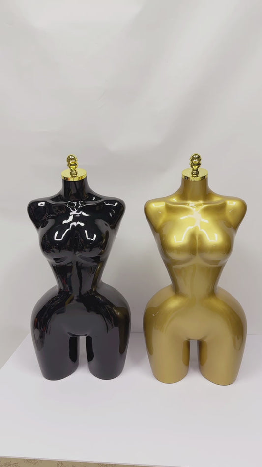 Jelimate Elegant S Shape Curvy Female Mannequin Torso,Black Gold Fiberglass Female Half Body Mannequin,Female Plus Size Mannequin For Bbl,Evening Dress Form Wedding Dress Mannequin For Clothes