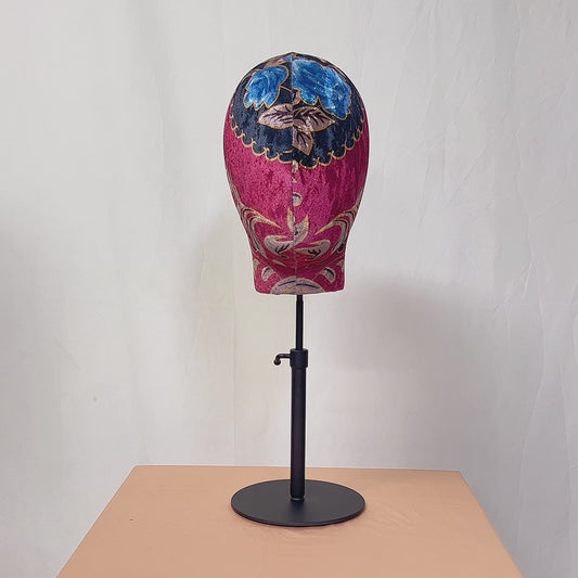 Jelimate Printed Fabric Mannequin Head For Wigs,Tabletop Mannequin Head Model for Home/Salon/Store,Headband Headphone Hat Display Head Mannequin,Wooden Mannequin Hand for Jewelry Display