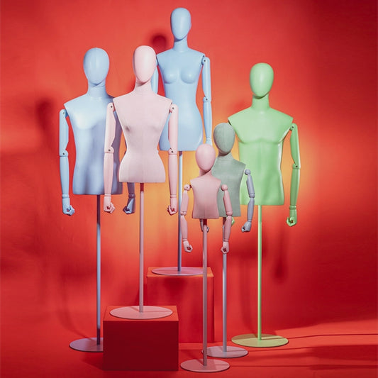 Jelimate Male Kid Female Mannequin Torso With Wooden Arms,Colorful Velvet Dress Form Model Leather Mannequin,Window Dress Form Clothing Dress Form