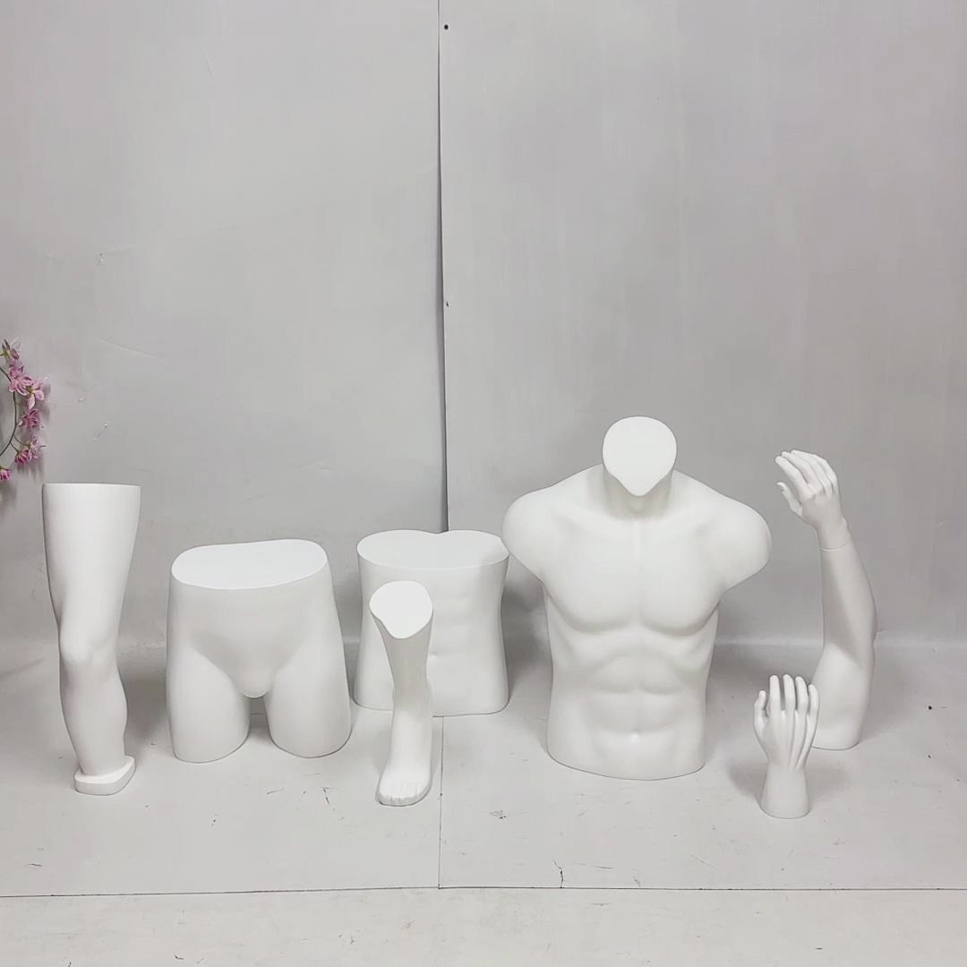 JELIMATE Fiberglass Male Mannequin Body Parts – 7 Styles for Sportswear & Brace Display