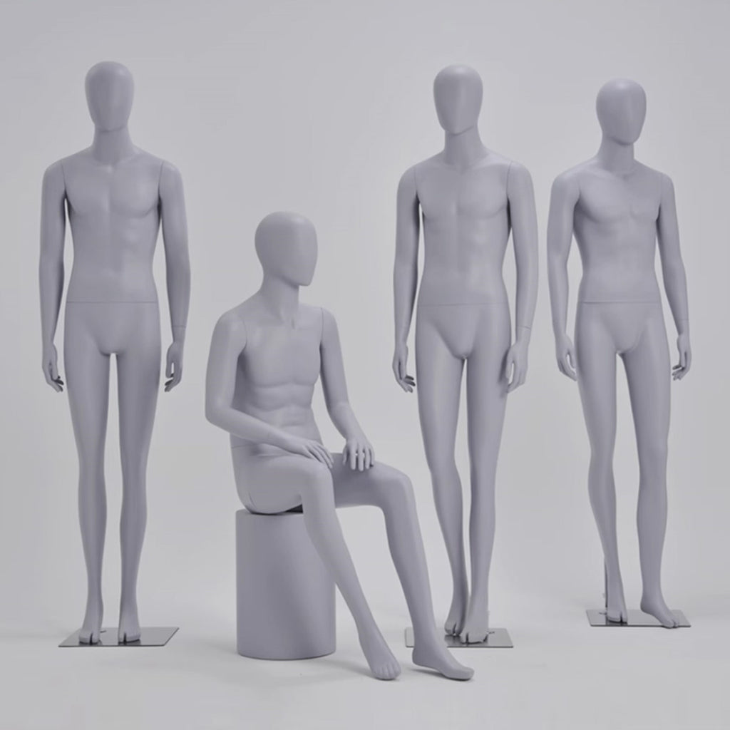 Jelimate Realistic Male Full Body Mannequin Dress Form,Grey Male Full Body Model Fiberglass Sport Mannequin,Garment Shop Window Display Male Suit Mannequin,Men Clothing Store Clothing Display Mannequin