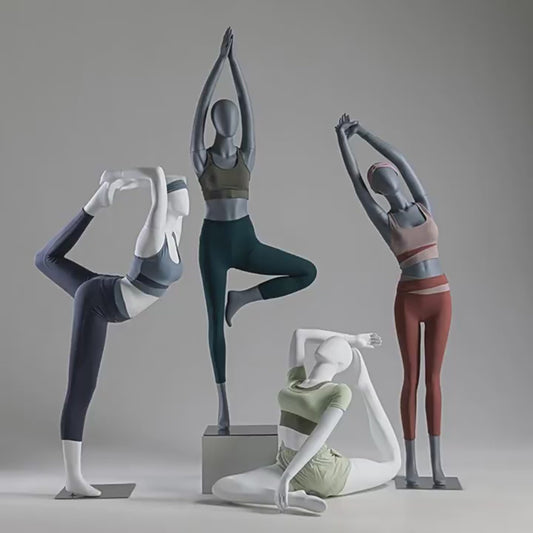 Jelimate Female Yoga Mannequin Full Body Model,Abstract Fiberglass Yoga Sport Mannequin Dress Form,Sports Window Display Athletic Mannequin,Clothing Store Female Display Mannequin For Sportswear