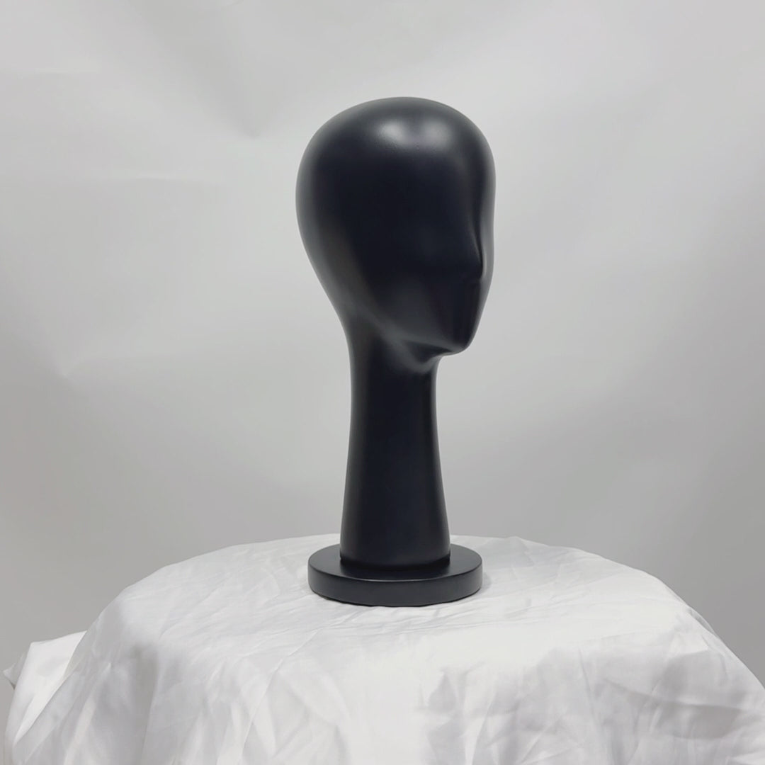 Luxury Black Fiberglass Mannequin Head - Jewelry & Wig Display Stand