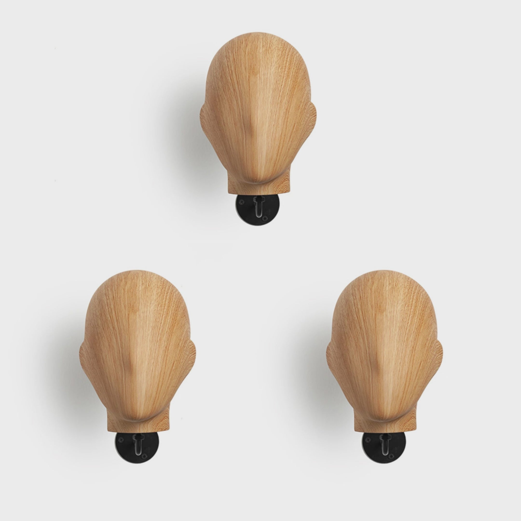 Wall Mounted Mannequin Head Display Stand - Wood Grain Hat Rack Holder with Adjustable Bracket