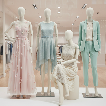 JELIAMTE | Handcrafted Female Mannequin with Articulated Real Wood Arms & Mirror Base