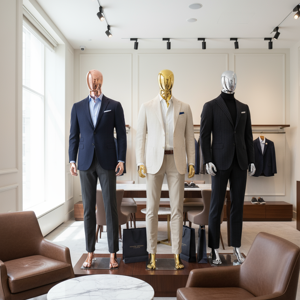 Three Metallic Mannequins in Premium Boutique