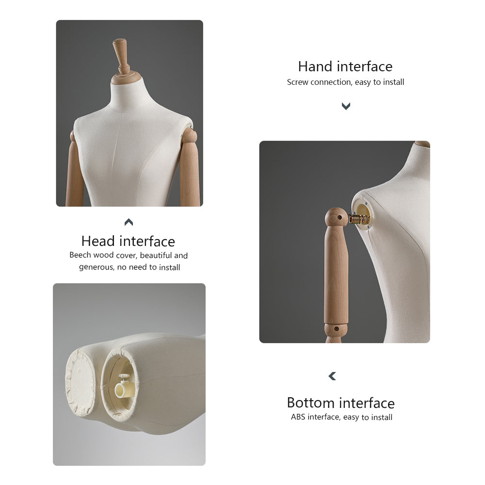 Jelimate Adult Female Headless Mannequin Torso Display Store Window Fabric Dress Form For Sewing Bust Model Display Clothing Rack Hanging Clothes Rack