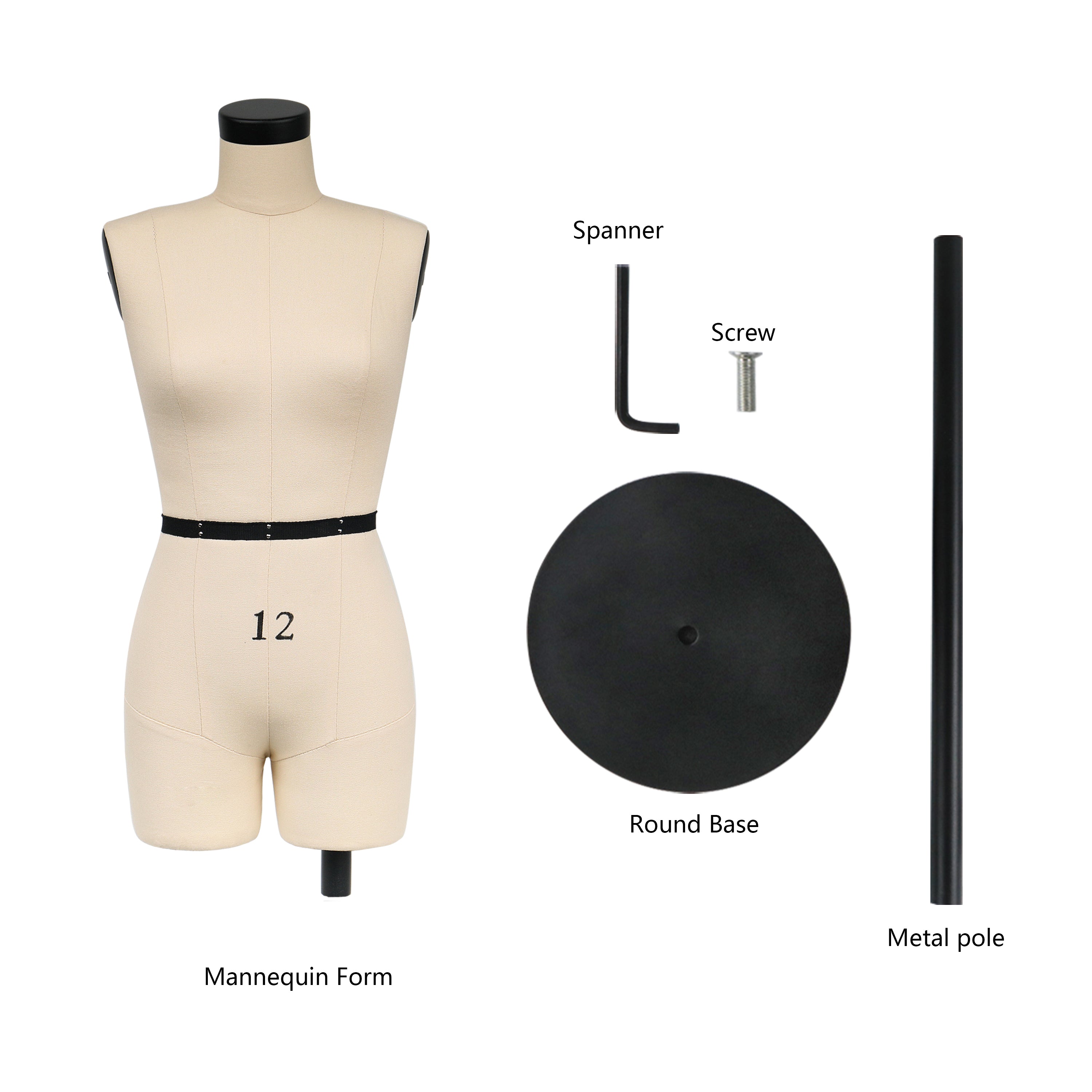 Half Scale Dress Form - Sewing Mannequins for Pattern Making, 1:2 Scale Dress (Size 12)