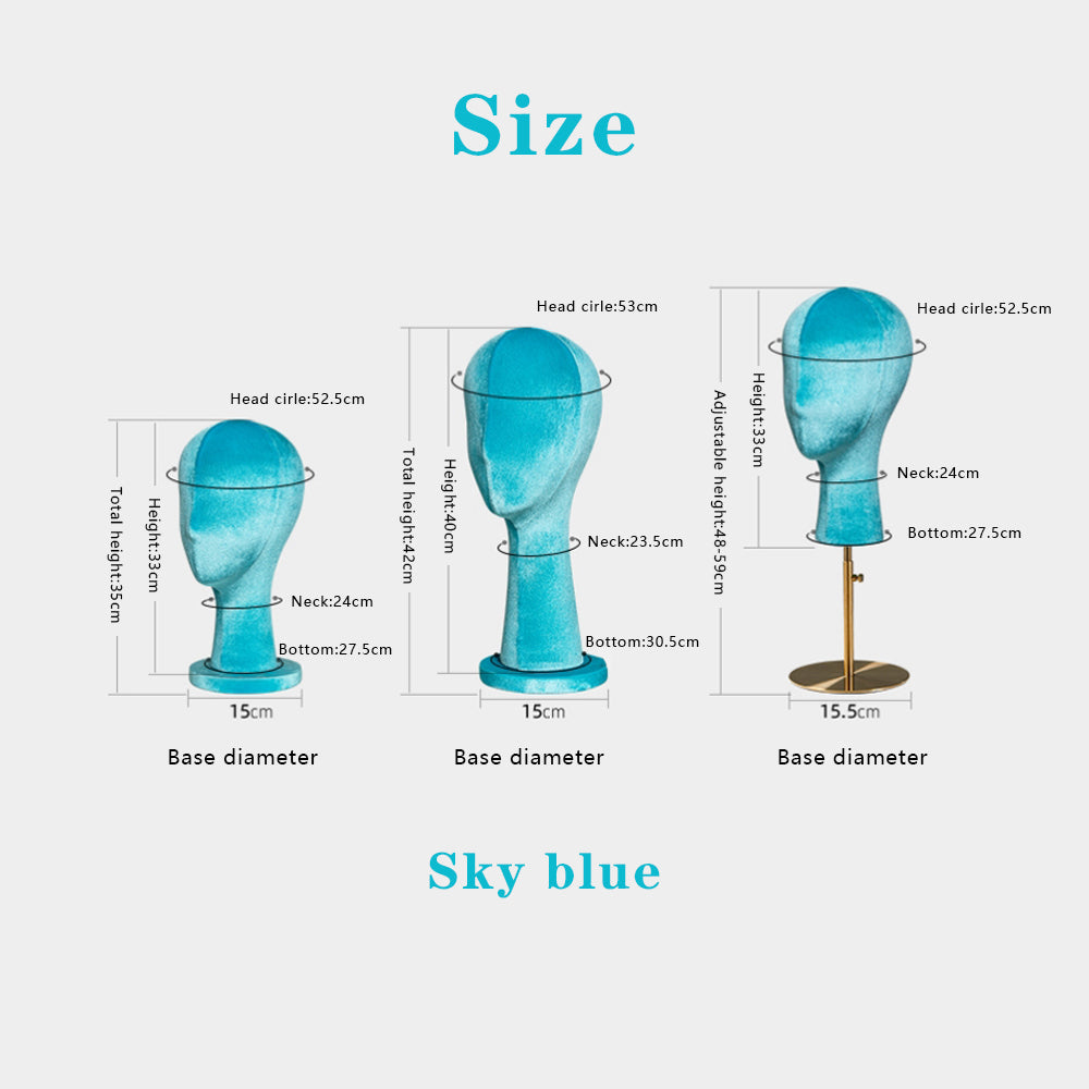 Jelimate Luxury Velvet Mannequin Head Dress Form,Female Mannequin Head for Wigs Earring Display Stand,Hat Display Head Mannequin Fully Pinnable Flocking Mannequin Head,Headband Headphone Sunglasses Jewelry Display Head Model