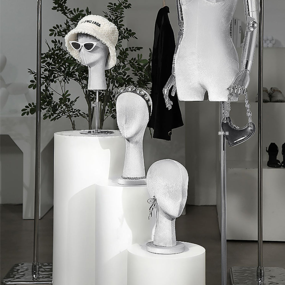 JELIMATE Elegant Velvet Mannequin Head Display | Female Head Block for Hat, Headband & Earring Showcase