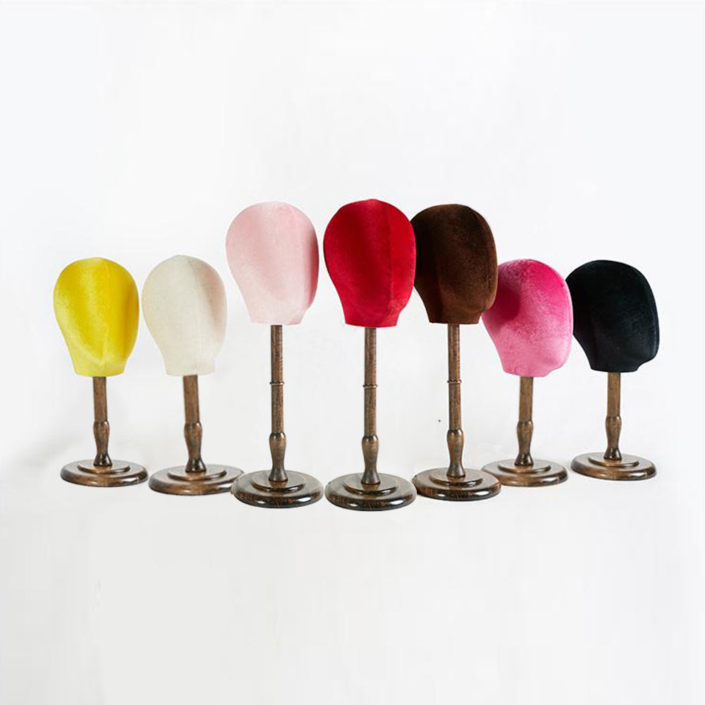 Female Colored Velvet Fabric Mannequin Head Hat Hair Jewelry Wig Display Head Mannequin Head Stand Head Block Manikin Head Kit