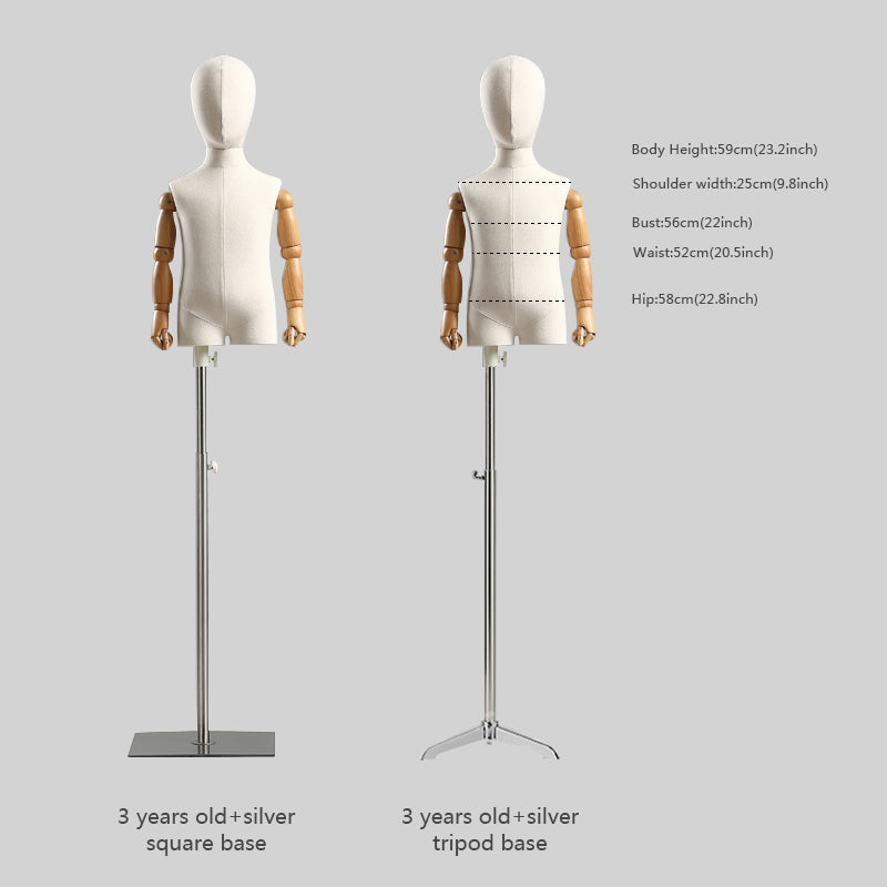 Children's Boutique Mannequin | Linen Fabric Kid Display Model 3-9Y