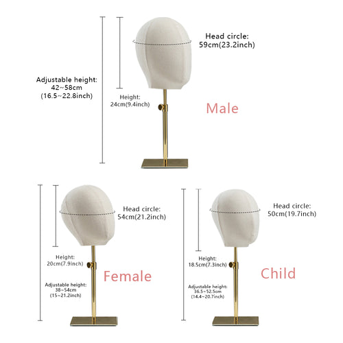 Jelimate Beige Male Kid Female Mannequin Head Display,Hat Store Display Head Mannequin Dress Form,Wig Head Model for Headband Jewelry Display