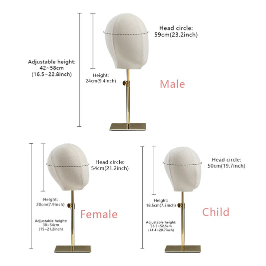 Jelimate Beige Male Kid Female Mannequin Head Display,Hat Store Display Head Mannequin Dress Form,Wig Head Model for Headband Jewelry Display