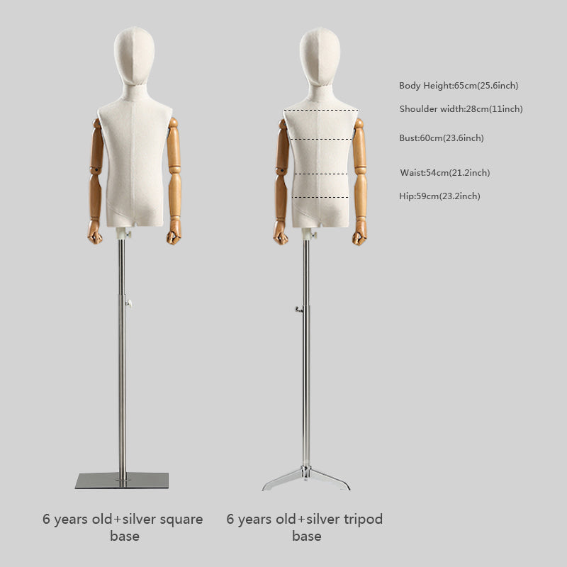 Children's Boutique Mannequin | Linen Fabric Kid Display Model 3-9Y