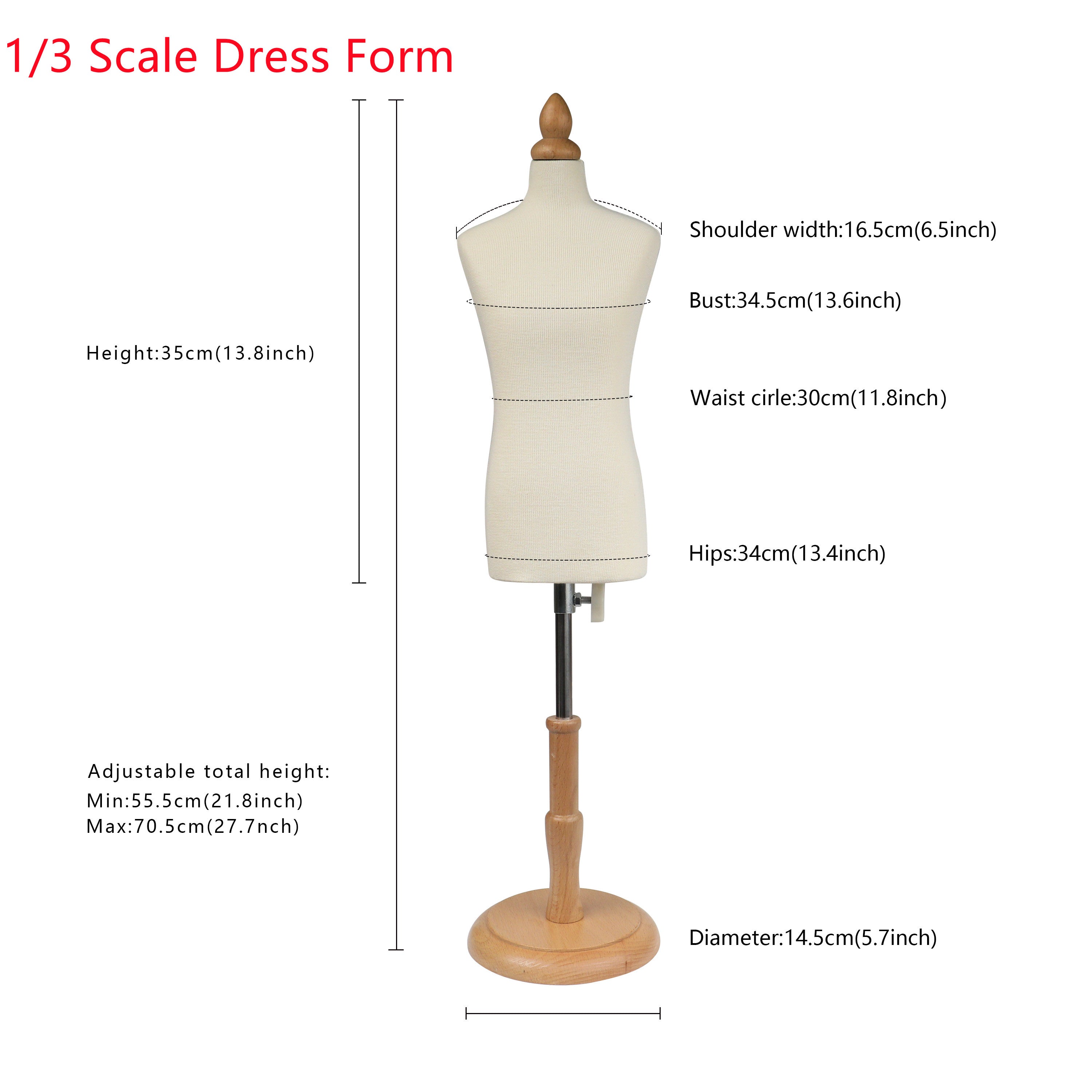 JELIMATE Half Scale Male Dress Form For Sewing,Pinnable 1/2 Or 1/3 Or 1/4