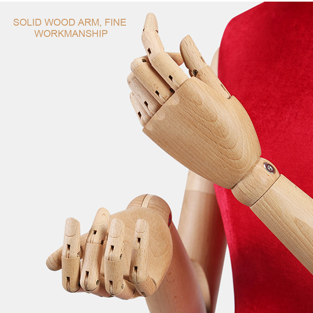 JELIMATE Velvet Female Mannequin Torso with Wooden Arms - Half Body Display Stand
