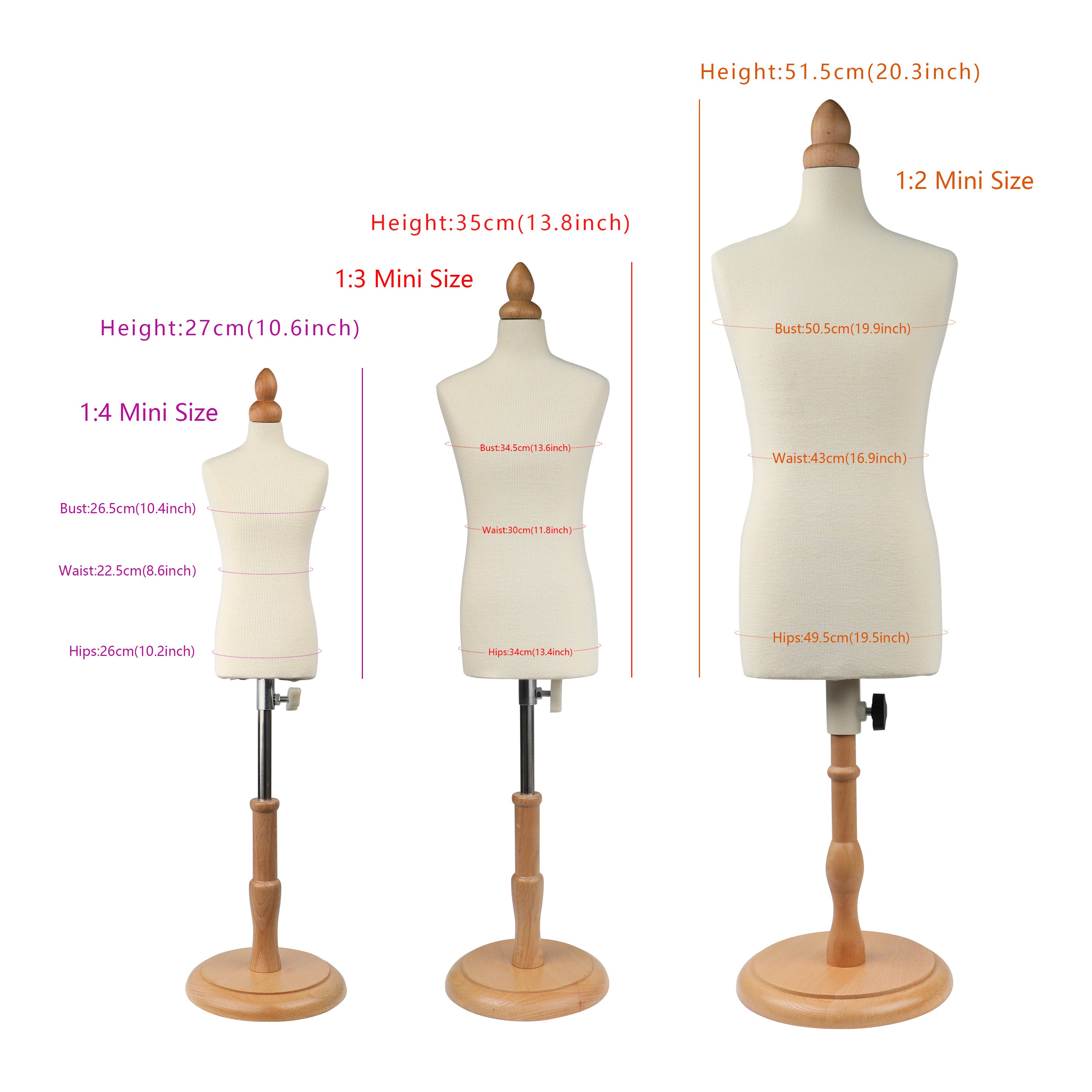 JELIMATE Half Scale Male Dress Form For Sewing,Pinnable 1/2 Or 1/3 Or 1/4