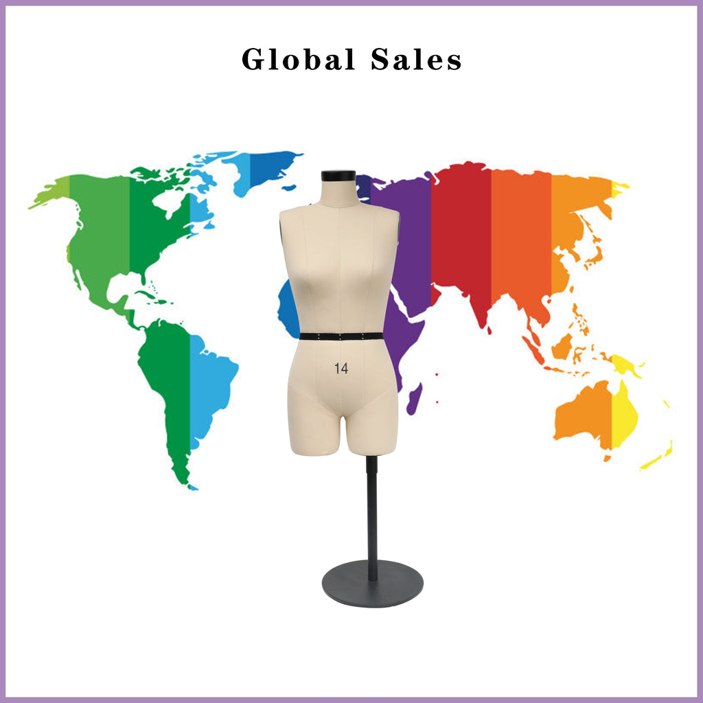 Half Scale Mannequin Dress Form - Female Mini Dress Form for Sewing & Pattern Making (Size 14, 1:2 Scale)