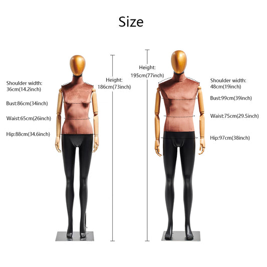 Premium Velvet Full Body Display Mannequin - Brown & Black (Male/Female)