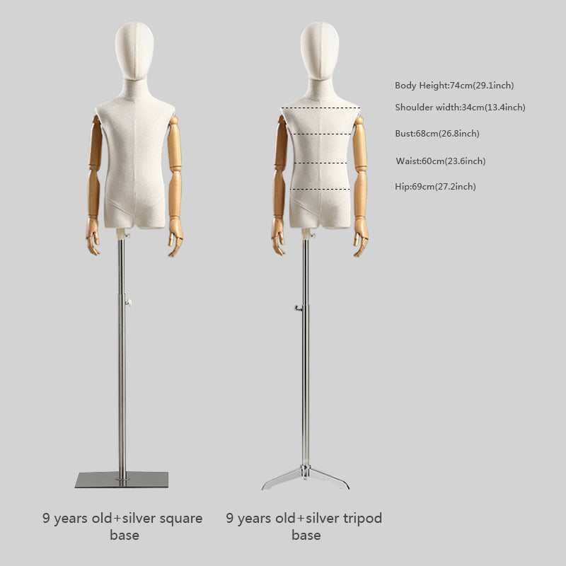 Children's Boutique Mannequin | Linen Fabric Kid Display Model 3-9Y