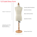 JELIMATE Half Scale Male Dress Form For Sewing,Pinnable 1/2 Or 1/3 Or 1/4